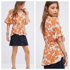 Free People River Bend Top Orange Medium